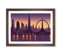 City Skyline Art Deco Framed Wall Art Print A2 Walnut