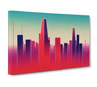 City Skyline Art Deco Vol.3 Canvas Print | Gallery Wrapped 30mm Frame Wall Decor | 30x20 inches | Ready to Hang | Art Deco Cityscape Picture | Living Room Bedroom Lounge Office