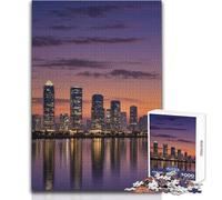 City Skyline at Dusk Reflected in Water 1000 Piece Puzzle For Adults Play And Learn Smart Activity Unique Heartfelt Celebration Gift Size 38x26cm