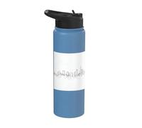 City Skyline Continuous Line Drawing Urban Architecture Stainless Steel Insulated Water Bottle