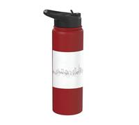 City Skyline Continuous Line Drawing Urban Architecture Stainless Steel Insulated Water Bottle