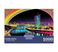 City Skyline Jigsaw Puzzles Puzzle for Adults Kids. 1000 Pieces River Night Lights Impossible Challenge Toy Educational Game Home Decoration for Adults& Kids Age 14 Years Up 38x26cm/1000pcs