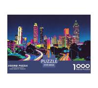 City Skyline Jigsaw Puzzles Puzzles for Adults Kids. 1000 Pieces Neon Highway Lights Impossible Challenge Toy Educational Games Home Decoration for Educational Games Gifts 38x26cm/1000pcs