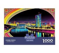 City Skyline Jigsaw Puzzles Puzzles for Adults Kids. 1000 Pieces River Night Lights Whimsical Challenge Toy Educational Games Home Decoration for Adults& Kids Age 14 Years Up 70x50cm/1000pcs