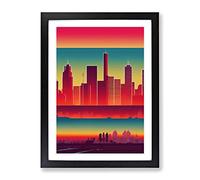 City Skyline Layers Framed Print for Living Room Bedroom Home Office Décor, Wall Art Picture Ready to Hang, Black A4 Frame (34 x 25 cm)