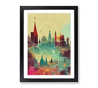 City Skyline Map No.1 Framed Print | A2 Black Framed Wall Art | Ready to Hang | Modern Map Picture | Living Room Bedroom Lounge Office