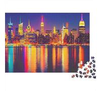 City Skyline Night 1000 Pieces Jigsaw Puzzle for Adults Stress Relief Puzzle Gift Box Included Missing Piece Guarantee Recycled Cardboard 52x38cm/1000pcs