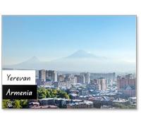 City Skyline of Yerevan with Ararat Mountain on The Design 1, Fridge Magnet