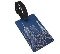 City Skyline Silhouette Luggage Tags for Suitcases - Durable PVC ID Tags with Detachable Straps for Travel, Backpack, Golf Bag, Anti-Loss