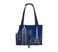 City Skyline Silhouette Pet Carrier Bag-Foldable Travel Tote For Small Dogs Cats, Portable Soft Sided Pet Crate With Seatbelt For Cat Puppy