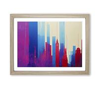 City Skyline Splash Vol.2 Abstract Framed Print | A3 Oak Framed Wall Art | Ready to Hang | Abstract Cityscape Picture | Living Room Bedroom Lounge Office