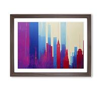 City Skyline Splash Vol.2 Abstract Framed Print | A3 Walnut Framed Wall Art | Ready to Hang | Abstract Cityscape Picture | Living Room Bedroom Lounge Office
