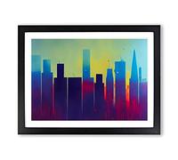 City Skyline Splash Vol.3 Abstract Framed Print | A2 Black Framed Wall Art | Ready to Hang | Abstract Cityscape Picture | Living Room Bedroom Lounge Office