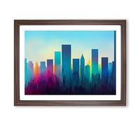 City Skyline Splash Vol.5 Abstract Framed Print | A3 Walnut Framed Wall Art | Ready to Hang | Abstract Cityscape Picture | Living Room Bedroom Lounge Office
