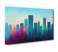 City Skyline Splash Vol.5 Canvas Print | Gallery Wrapped 30mm Frame Wall Art | 30x20 inches | Ready to Hang | Abstract Cityscape Picture | Living Room Bedroom Lounge Office