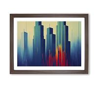 City Skyline Splash Vol.6 Abstract Framed Print | A2 Walnut Framed Wall Art | Ready to Hang | Abstract Cityscape Picture | Living Room Bedroom Lounge Office