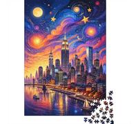 City Skyline Sunset Stars 1000pcs Mini Puzzle For Adults Challenging | 70x50cm Cardboard Living Room Decor Durable Structure Birthday Gift Brain Training