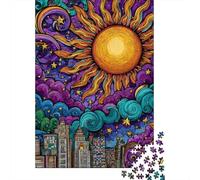 City Skyline Sunset Sticker Jigsaw Puzzles Puzzle for Adults Kids. 1000 Pieces Whimsical Challenge Toy Educational Games Home Decoration for Educational Games Gifts 38x26cm/1000pcs