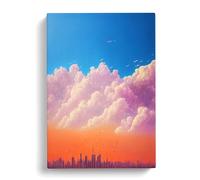 City Skyline Under Clouds Canvas Wall Art Print 30x20 Inch