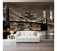 City Skylines Photo Wallpaper Nursery 400 X 280 Cm Brown Bridge Skyscrapers - Non-Woven Premium Art Print Fleece Wall Mural Decoration Restaurant Hall Living Room Hallway
