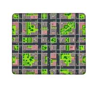 City Small Mouse Pad, Urban Playful Road Building Green Square Rubber Smooth Portable Travel Mousepad Desk Accessories for Gaming Computer Laptop 8x10 Inch