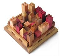 CITY Solid Wood Brainteaser Set - Eco-responsible, CE Certified for Ages 10 and Up. Difficulty 5/6, Brand Le Délirant®, Great Replayability: 13 Different Cities to Build Illustrated solution included.