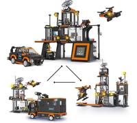 City Special Police Modular Building Set for Teens, 3 IN 1 Police Station Architecture Building Blocks Kits, Creative Assembly of Helicopters, Cars, STEM Toys, Gifts for Adults and Kids, 619 PCS