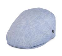 City Sport Micro-Herringbone Linen Flat Cap - Blue 7 3/4