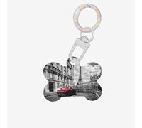 City Street Red Retro Car Printing 1 Pc Dog Bone Shape Id Tags Double Sided with Key Ring Craft for Pets
