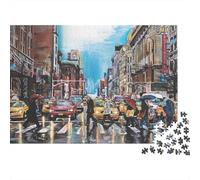 City Street Scene 1000 Piece Recycled Cardboard NYC Street Traffic Art Puzzle for Teens Precise Cutting Minimal Dust Stress Reliever 70x50cm/1000pcs