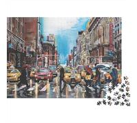 City Street Scene 1000 Pieces Jigsaw Puzzle for Adults Stress Relief Puzzle Gift Box Included Missing Piece Guarantee Recycled Cardboard 70x50cm/1000pcs