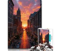 City Street Scene Puzzles for Adults Teens 1000 Pieces,Help The Brain Exercise Addictive Toys to Cultivate Patience A Work of Art 38x26cm