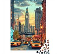 City Street View 1000 Piece Jigsaw Puzzle Paper Adult Jigsaw Puzzle for Adults Sunset Scene Relaxing Home Decor 38x26cm/1000pcs