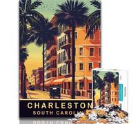 City Streets of Charleston 1000 Piece Jigsaw Puzzles for Teenagers,Challenging Game And Family Play with Fully Interlocking Randomly Shaped Pieces 38x26cm