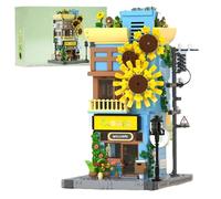 City Sunflower House Building Set,Street View Botanical Garden Greenhouse Blocks Kit, Architecture Model Toy for Adults Kids Aged 14+