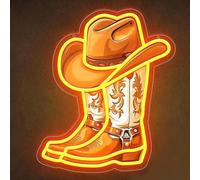 City Sunset Neon Sign Cowboy UV Printed Neon Sign LED Lights for Bedroom Book Club Man Cave Pub Store Bar Beach Room Wall Decor USB Dimmer