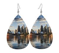 City Sydney Leather Earrings Dangle Drop for Women Lightweight Teardrop Dangle Earrings Jewelry Fashion Pendant and Valentine Birthday Party Gift