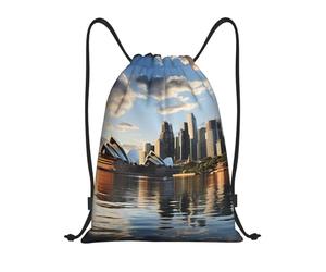 City Sydney Women Men String Backpack Durable Drawstring Bag Large Drawstring Backpack For Sports Picnic Travel