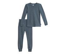 City Threads Boys Thermal Underwear Set Long John, Soft Breathable Cotton Base Layer - Made in USA, Mindnight W/ Baby Blue Stitch, 12