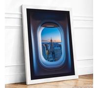 City Through the Window Framed Wall Art Print A3 White