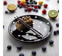 City to Cottage® Black and White Pottery | Polka Dot Spotty | Handmade Hand Painted | Glazed Ceramic 7.9inch/20cm | Side Dessert Plate | Unique Dinnerware
