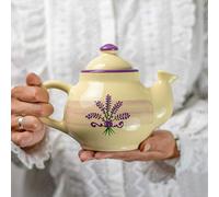 City to Cottage Ceramic 26oz Teapot, Coffee Pot, Tea Pot for Bloomig and Loose Tea Leaf, Handcrafted Premium Teaware, Cream Lavender Floral Tea Pot for Serving Tea and Coffee, Teapot for Tea Lovers