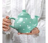 City to Cottage Ceramic 26oz Teapot, Coffee Pot, Tea Pot for Bloomig and Loose Tea Leaf, Handcrafted Premium Teaware, Turquoise Blue Polka Dot Tea Pot for Serving Tea and Coffee Teapot for Tea Lovers