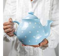 City to Cottage Ceramic 60 oz Teapot, Large Tea Pot for Bloomig and Loose Tea Leaf, Handcrafted Premium Teaware, Sky, Baby Blue Polka Dot Tea Pot for (5-6 Cups) Serving Tea, Teapot for Tea Lovers