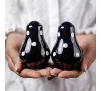 City to Cottage Ceramic Salt and Pepper Shakers Set, Salt Shaker, Salt and Pepper Set, Farmhouse Kitchen Counter Decor for Home Restaurants Wedding, Handcrafted Black and White Polka Dot Spice Shakers