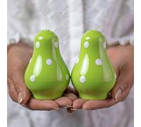 City to Cottage Ceramic Salt and Pepper Shakers Set, Salt Shaker, Salt and Pepper Set, Farmhouse Kitchen Counter Decor for Home Restaurants Wedding, Handcrafted Pistachio Green Polka Dot Spice Shakers