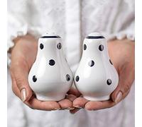 City to Cottage Ceramic Salt and Pepper Shakers Set, Salt Shaker, Salt and Pepper Set, Farmhouse Kitchen Counter Decor for Home Restaurants Wedding, Handcrafted White and Black Polka Dot Spice Shakers
