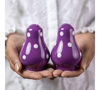 City to Cottage Ceramic Salt and Pepper Shakers Set, Salt Shaker, Salt and Pepper Set, Farmhouse Kitchen Counter Decor for Home Restaurants Wedding, Handcrafted Purple Polka Dot Spice Shakers