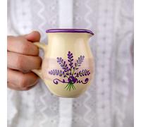 City to Cottage® Lavender Pattern Purple and Cream Handmade Hand Painted Small 150ml/5oz Ceramic Milk Jug Creamer Pourer