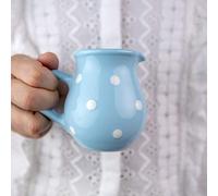 City to Cottage® Light Sky Blue and White Polka Dot Spotty Handmade Hand Painted Small 150ml/5oz Ceramic Milk Jug Creamer Pourer
